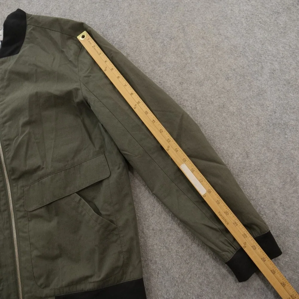 Jacob Holston Jacket Mens Medium Green Full Zip Bomber Pockets Long Sleeve